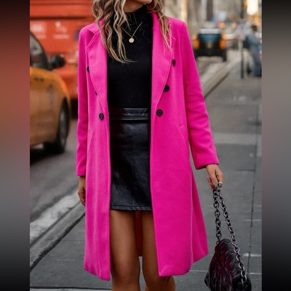 Plus size lapel collar double breasted overcoat jacket - Picture 7 of 13